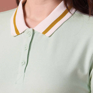 Polo Verde Claro para Mujer, Manga Corta, Color Sólido, Estilo Preppy, 100% Algodón, Tejido de Punto Piqué - Product Image 5