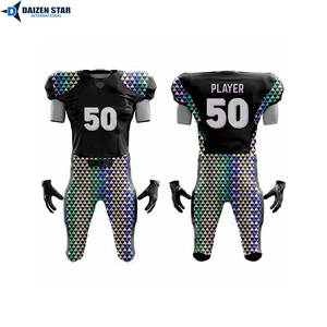 Uniforme de football américain en tissu Spandex/Polyester, protection UV (UPF 50), évacuation de l'humidité, séchage rapide, respirant, manches courtes - Product Image 5