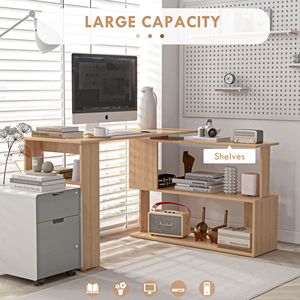 Scrivania del Computer ad angolo a forma di L in acero con funzione rotante di 360 gradi e scaffali di stoccaggio - Product Image 4