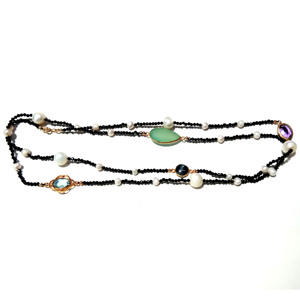 Natural Multicolor Gemstone Beaded <b>Statement</b> <b>Necklace</b> 925 Sterling Silver Handmade Bohemian Style Unisex Third Party Certified - Product Image 2