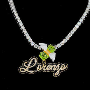 Personalización nombre Personal último Moissanite 925 Plata Diamante Negro esmalte personalizado dólar fianza helado colgante para Unisex - Product Image 6