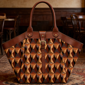 Sac fourre-tout pour femme léger à imprimé vintage, en cuir de haute qualité, style designer, grande capacité, imperméable, design à ouverture supérieure - Product Image 4