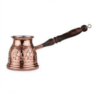 Handcrafted Hammered Copper Turkish Coffee Pot Traditional Cezve Ibrik With Wooden Handle Stovetop Arabic Coffee <b>Maker</b> & Greek - Product Image 3