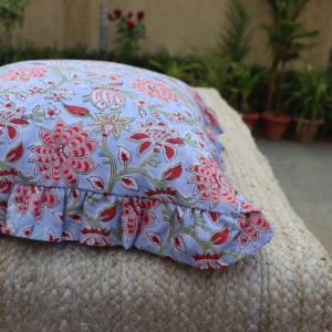 Best Handmade Bohemian Cotton Pillow Covers Luxury <b>Indian</b> Block Print Frill Cushion Cover Floral <b>Throw</b> Raffle Customizable - Product Image 5