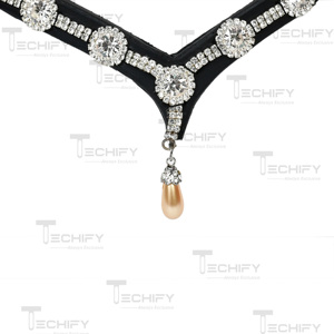 Luxury Crystal Horse Browband Pearl <b>Drop</b> | Premium Leather Equestrian Headstall Accessory Customized Color Size Comfortable - Product Image 5