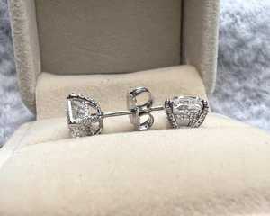 Hot Selling Moissanite 1CT Princess Cut Diamond <b>Stud</b> <b>Earrings</b> For Women's 925 <b>Silver</b> Fine Trendy Party Jewelry For Wedding Bride - Product Image 3