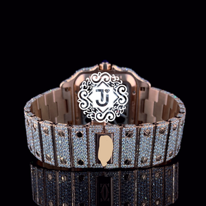 Montre en acier inoxydable de qualité supérieure, couleur noire, avec diamants en moissanite glacés, mouvement mécanique, résistance à l'eau 3 ATM, disponible pour - Product Image 5