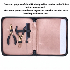 Kit d'outils professionnels en acier inoxydable pour extensions de cheveux à micro-anneaux : Pince à sertir et à démonter, Peigne à queue, Aiguilles, Pinces, Doigtier de séparation - Product Image 3