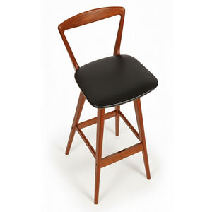 Chaise de bar ergonomique avec repose-pieds hauts en bois de teck massif, style moderne du milieu du siècle, pour hôtel, ferme, projet commercial, intérieur - Product Image 6