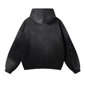 Sweat à capuche en molleton personnalisé avec impression sérigraphique vieillie, effet délavé vintage, 100% coton, hiver, YASH SPORTS, poche, 300g - Product Image 5