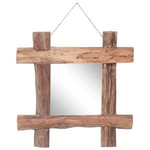 Miroir mural en bois de teck recyclé naturel 19,7 x 19,7 po - Product Image 1