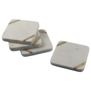 Sous-verre carré en marbre, idéal pour la décoration intérieure, les hôtels et les restaurants, avec finition plaquée or, design en pierre, sous-verres - Product Image 3