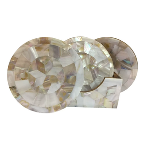 Sous-verres ronds en nacre de haute qualité, durables, ensemble de sous-verres en nacre, tapis et supports pour boissons - Product Image 1