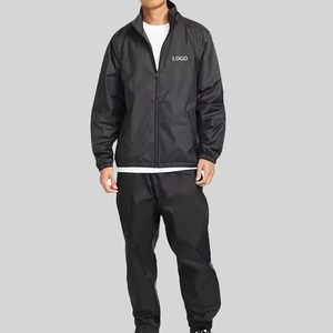 Ensemble de survêtement coupe-vent à capuche pour homme, noir, tricoté 220g, respirant, séchage rapide, sportif, sur mesure - Product Image 2