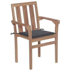 Juego de 2 Sillas de Jardín de Madera de Teca Antracita, Diseño Apilable Estándar - Product Image 2