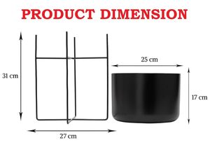 Support de plante en métal noir de luxe, pot de fleurs moderne d'intérieur avec support en fer haut, porte-plante décoratif pour la maison, le bureau, le salon - Product Image 6