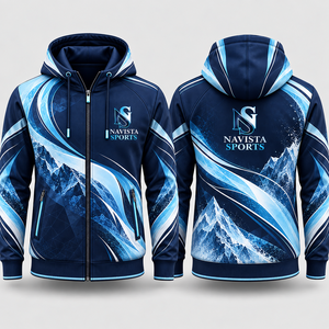 เสื้อฮู้ดซิปเต็มตัวสำหรับผู้ชาย Navista Sports ลายพิมพ์ภูเขาทั่วตัว ทรงปกติ ระบายอากาศได้ดี ผลิตจากผ้าโพลีเอสเตอร์ถัก - Product Image 5