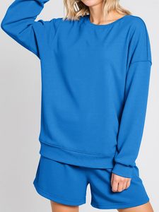 Conjuntos de 2 piezas para mujer, sudadera de manga larga, pantalones cortos deportivos con cordón, conjunto deportivo, ropa para mujer, conjunto de sudadera para mujer - Product Image 5