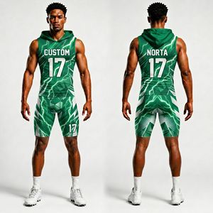 Uniforme de Fútbol 7v7 con Patrón Ondulado, Color Verde Azulado, Sublimado, Sin Mangas, con Capucha, Jersey Transpirable, Ropa Deportiva para Equipos - Product Image 6