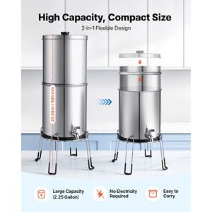 Système de filtration d'eau par gravité en acier inoxydable 304 pour comptoir, 2,25G, réduit le plomb jusqu'à 99% - Product Image 6