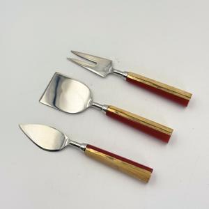 Juego de utensilios de lujo para queso de acero inoxidable con mango decorativo de resina, espátula y rebanador para cocina y comedor - Product Image 3