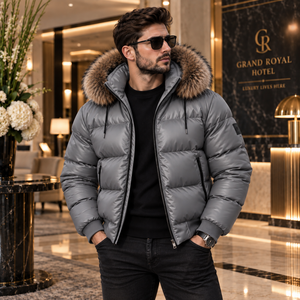 Veste matelassée de luxe pour homme avec capuche en fourrure de renard, Giubbotto Uomo Invernale, Abrigo Acolchado, Blouson Homme, Herren pufferjacken - Product Image 1