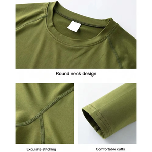 Light <b>Weight</b> Regular Fit Men Compression Shirts Workout Solid Color High Quality Long Sleeve Men's Slim Fit Compression T Shirt - Product Image 3