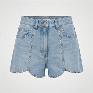 Shorts de mezclilla de cintura alta para mujer, venta al por mayor, estilo casual de verano, jeans boyfriend con diseño rasgado y desgastado - Product Image 1