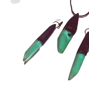 ต่างหูรูปหัวใจทำจากเรซินฟอยล์สีทองรูปทรงเรขาคณิตทรงกลมทรงสี่เหลี่ยมรูปหยดน้ำทำจากไม้ - Product Image 2