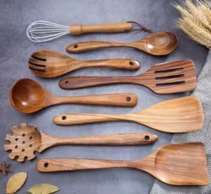 Cuillère de service en bois écologique, ustensile de cuisine en bois naturel, outil de cuisson, de mélange et de service, vaisselle réutilisable - Product Image 4