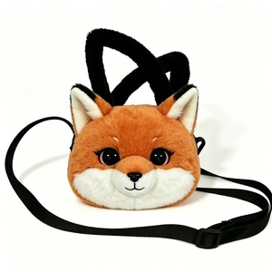 Customized orange‑white fox shoulder <b>purse</b>,animal‑theme kids plush tote bag,plush fox crossbody bag,<b>cute</b> fox face plush handbag - Product Image 4
