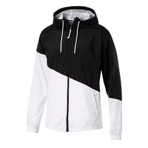 Veste coupe-vent à capuche pour homme avec garniture en fourrure de renard, blocs de couleur, fermeture éclair en polyester, vêtement d'extérieur décontracté pour le printemps, coupe régulière, 220g - Product Image 3
