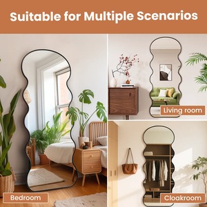 Miroir sur pied moderne à cadre en zigzag, idéal pour la création de contenu esthétique et la vérification des tenues, vente en gros depuis l'Inde - Product Image 5