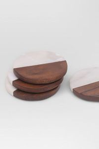 Luxury Wood Marble <b>Drink</b> <b>Coasters</b> Manufacturer and Exporter Custom Logo Wood and Marble <b>Coaster</b> Set OEM ODM - Product Image 4