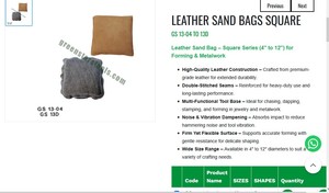 Sacs de sablage en cuir série carrée de 4 à 12 pouces pour outils de bijouterie, outils de façonnage et d'estampage du métal, outil de banc |   Numéro d'article GS-13 - Product Image 3