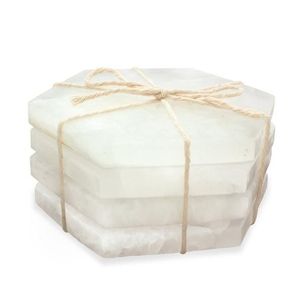 Ensemble de sous-verres en marbre bicolore au design créatif, très demandé, comprenant des tapis et supports décoratifs ronds et carrés en pierre pour événements variés - Product Image 2