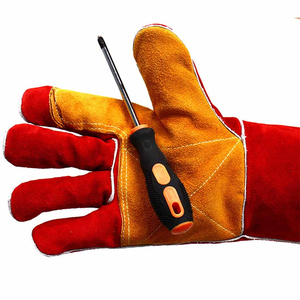 Professional Wholesale Leather Welding <b>Gloves</b> Wit White Leather Welding <b>Gloves</b> Straight Thumb No Lining - Product Image 4