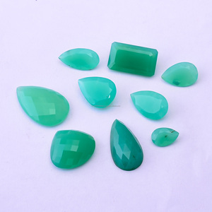 Natural Premium Green Chrysoprase Faceted Mix Shape Loose Gemstone DIY Jewelry Making Handmade Pendant Ring - Product Image 1