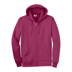 Men's Hooded Zipper Sweatshirt Solid Color Regular Fit Casual Knitted 100% Cotton Breathable 400g Autumn Wear Digital Printing - Product Image 3