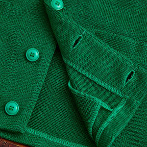 Cardigan Homme Tendance Haut de Gamme Vert Col V Manches Longues Patchwork Fermeture Boutonnée Laine/Nylon Tricoté Respirant Hiver - Product Image 6