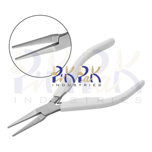 140mm Stainless Steel Long Flat Nose Pliers Smooth Jaws Spring White Plastic Precision Wire Wrapping Jewelry Making Circlip OEM - Product Image 1