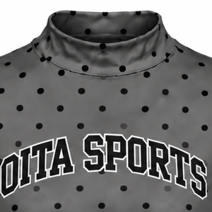 <b>Charcoal</b> Gray Polka Dot Women Mock Neck Short Sleeve <b>T</b> <b>Shirt</b> Slim Fit Printed Casual Stretch Top Fashion Apparel Wholesale - Product Image 3
