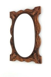 Rustic Wood <b>Oval</b> <b>Mirror</b> With Leaf Design Handmade Wall Decor High End Quality At Lowest Cost - Product Image 3