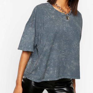 Camiseta de Mujer con Lavado Ácido, de Alta Demanda, Estilo Urbano, Informal, Tejido Ligero, Ajuste Cómodo, Atuendo de Verano a la Moda - Product Image 5