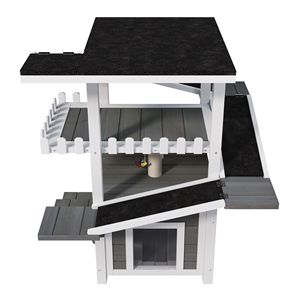 Casetta per Gatti da Esterno a 4 Livelli, Resistente alle Intemperie, con Tetto Impermeabile e 2 Porte, Rifugio per Gatti Randagi, Arredamento per Animali Domestici - Product Image 4