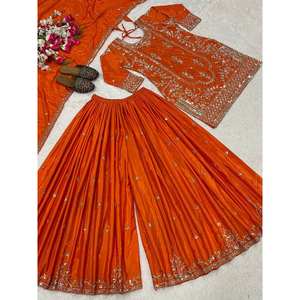 Ensemble de vêtements de fête pour femmes, haut, sharara, palazzo, dupatta - Product Image 2