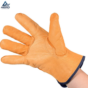 Comfortable & Rugged Warehouse Use Industrial Grade Safety Hand Protection Heavy-Duty Orange Split Cowhide Leather Driver <b>Gloves</b> - Product Image 4