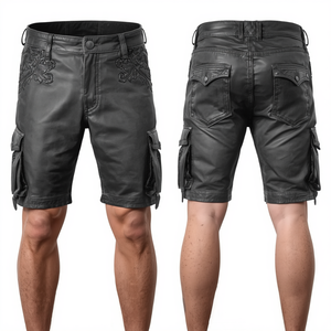 Pantalones Cortos de Gamuza Vacuna Genuina para Hombre, Color Gris Carbón, Estilo Bávaro, Transpirables, de Secado Rápido, Cintura Elástica, Estilo Urbano, Sin Marca - Product Image 1