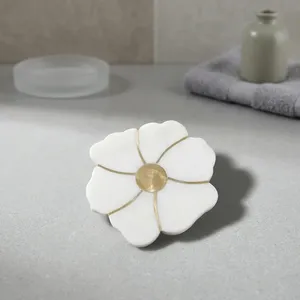 Trending Flower Marble Coasters <b>Set</b> Handmade Natural Stone Drink Coasters <b>Waterproof</b> Heat Resistant Home Kitchen Decor - Product Image 3