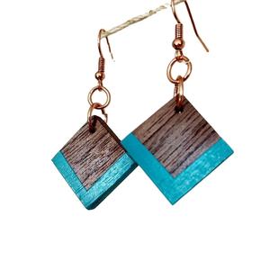 Modèle d'ange en résine de bois fait à la main, personnalisable, forme de cœur, feuille d'or, noir et blanc, boucles d'oreilles pendantes - Product Image 2